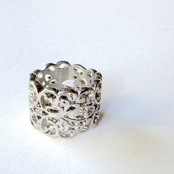 Filagree Ring Size 3 1/2 Vintage Silver Swirls - Picture 7 of 7